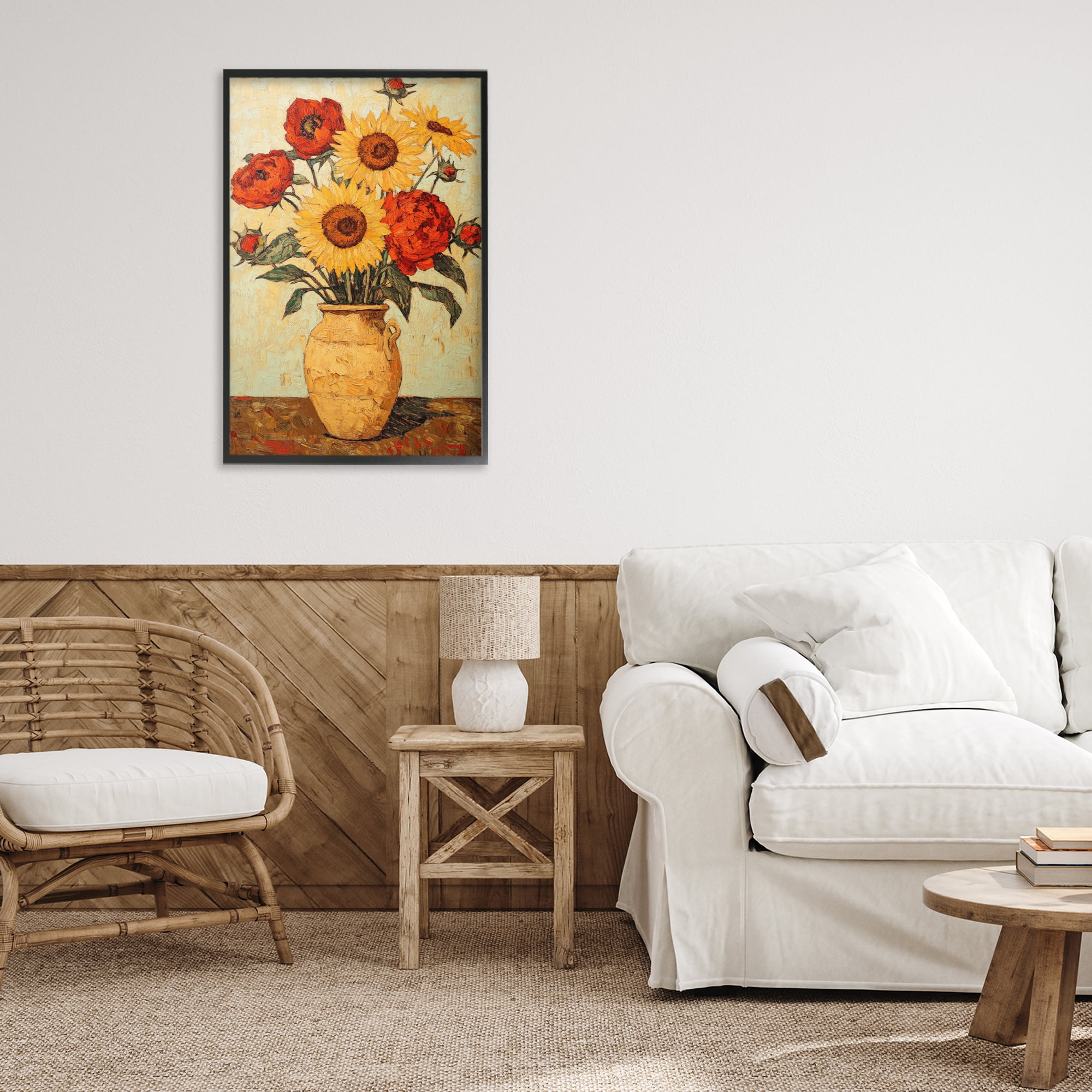 Rustic Flower Display Black Framed Giclee Art, design by Petal Prints Design