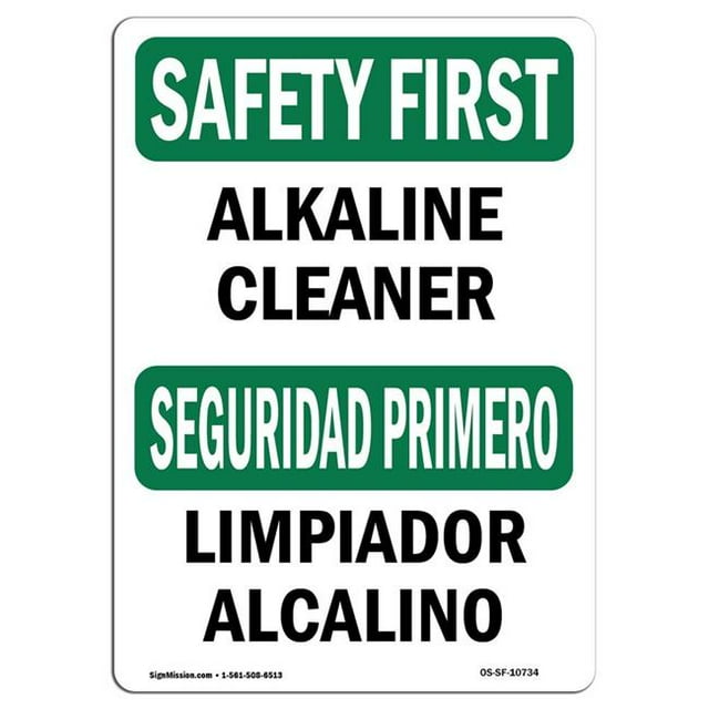 SignMission OS-SF-A-1824-L-10734 Premier Signe de Sécurité 18 x 24 Po - Nettoyant Alcalin Bilingue