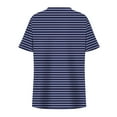 thumbnail image 5 of Plus Size Tops for Women 2025 Trendy Cross V Neck Striped Short Sleeve Blouses Dressy Casual Loose Fit Shirts (5XL, Navy 2), 5 of 6