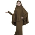 thumbnail image 1 of Babysbule Ensembles Hauts pour Femmes Liquidation Blouse Musulmane Arabe Moyenne Adolescente Robe Couleur Unie Ensemble Deux Pièces Économies d'Automne, 1 of 5