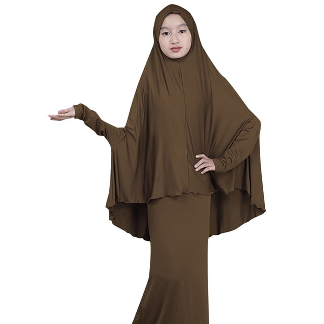 Babysbule Ensembles Hauts pour Femmes Liquidation Blouse Musulmane Arabe Moyenne Adolescente Robe Couleur Unie Ensemble Deux Pièces Économies d'Automne