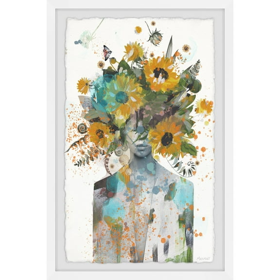 Marmont Hill Sunflower Jewel Framed Painting Print