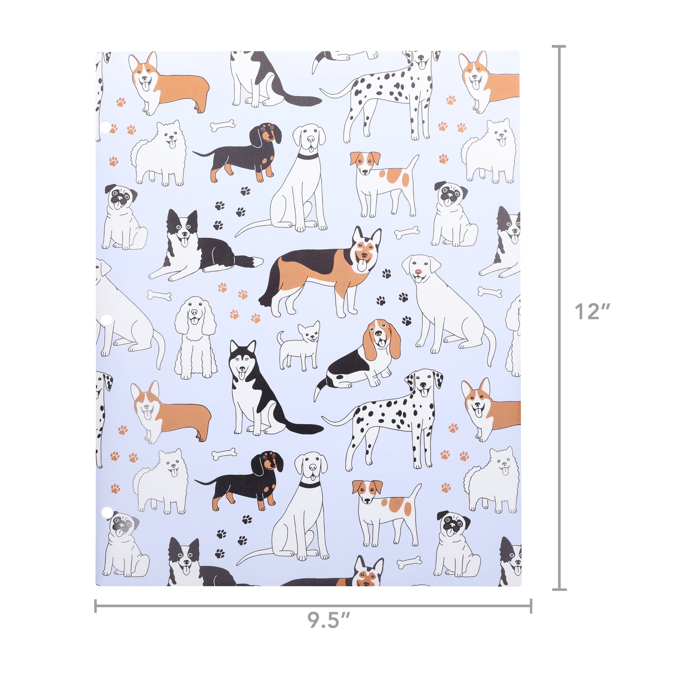 Pen+Gear 2-Pocket Poly Folder, Multicolor Dogs