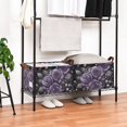 thumbnail image 3 of Yayeee Foldable Storage Basket for Shelves with Handles Set of 2 Waterproof Cloth Bins, Purple Roses, 3 of 7