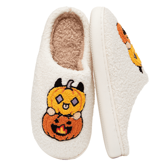BERANMEY Halloween Slippers for Women Perfect Soft Plush Comfy Warm Slip-On Cute Womens Slippers Indoor Fluffy House Slippers for Women and Men Non-slip Fuzzy Flat Slides