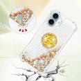 thumbnail image 4 of Case for iPhone 16, iPhone 16 Case Glitter with Ring Holder Stand,Clear TPU Cute Love Moving Quicksand Sparkle Shockproof Liquid Phone Case for iPhone 16 6.1 inch Gold YBZ, 4 of 14