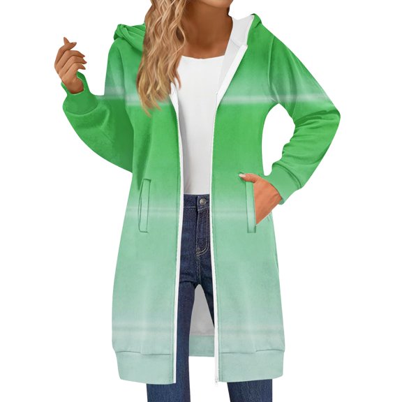 Bovemsi Sweatshirt for Women Long Zip Up Double Zipper Fleece Jacket Sweatshirts Fall Winter Fashion Clothes Zip Up Hoodie