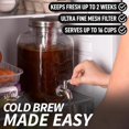 thumbnail image 4 of 1 Gallon Cold Brew Coffee Maker – Thick Glass Pitcher with Stainless Steel Filter, Lid & Spout – Large Mason Jar Container Dispenser - Iced Coffee & Sun Tea Brewer for Fridge – Silver, 4 of 8