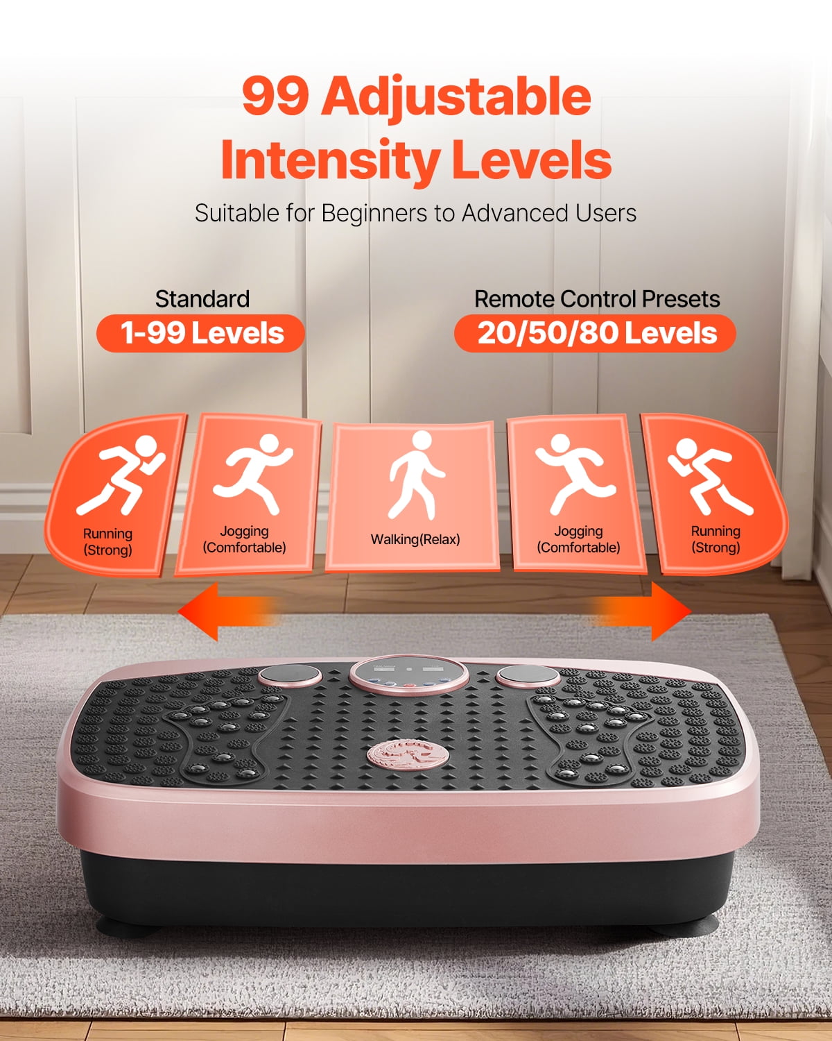 VEVOR Vibration Plate Exercise Machine, Whole Body Shaker with Magnetic Acupoints for Lymphatic Drainage and Weight Loss, Home Workout Gym Fitness Equipment with 2 Resistance Bands for Women Men,Pink