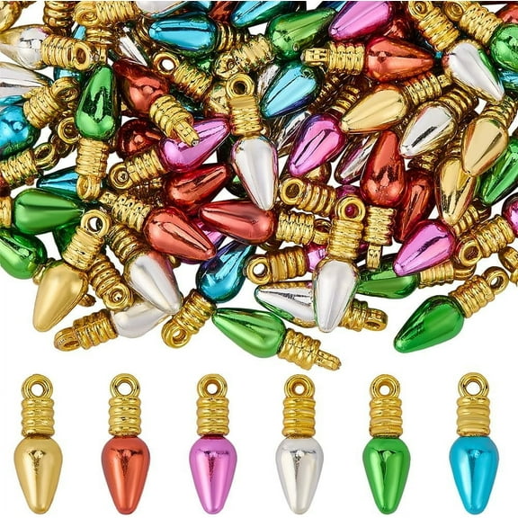 Mini Christmas Light Bulb Charms Bulbs Beads Bulk Xmas Tree Charm for Jewelry Making Charms
