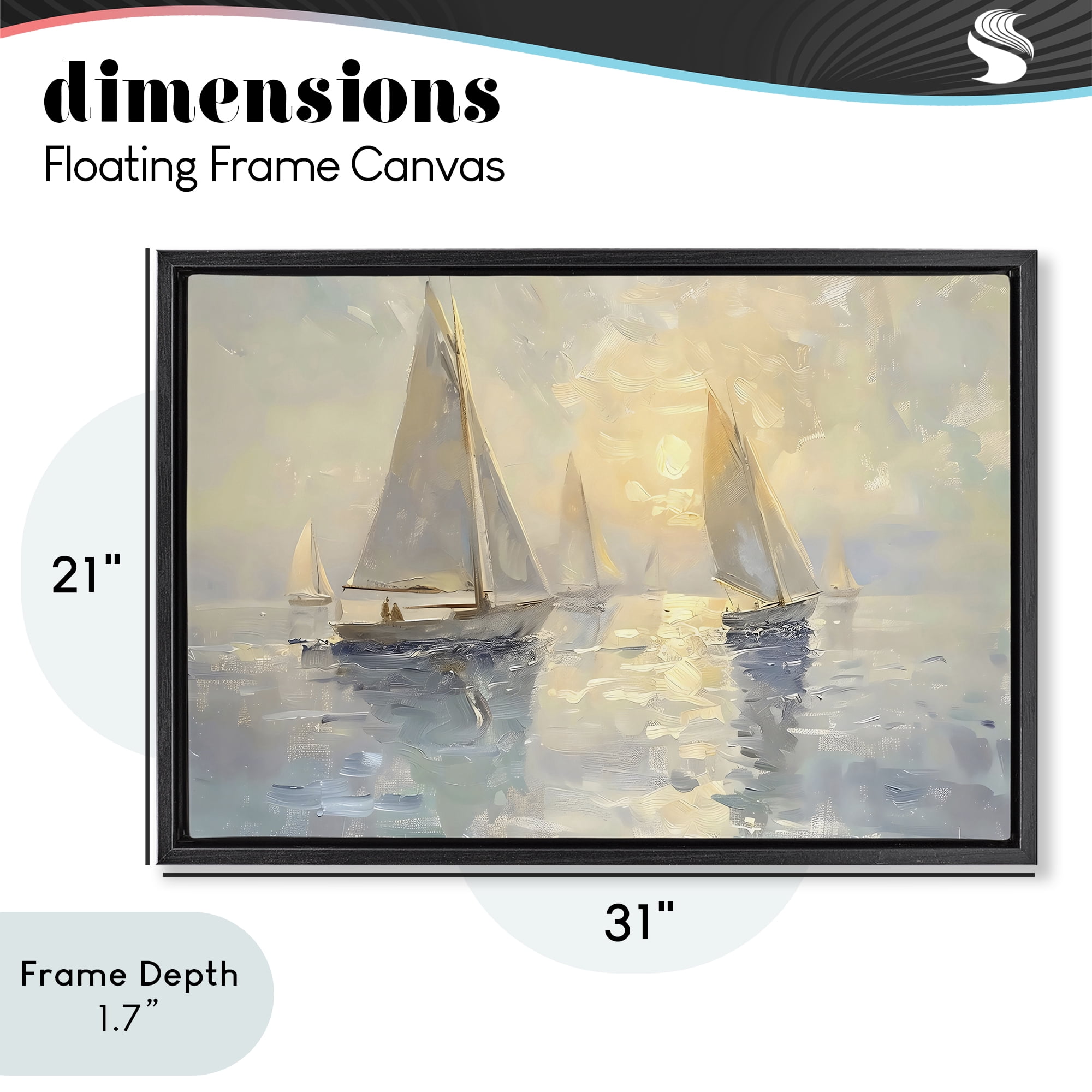 Stupell Industries Sunset Sailboats Glow Black Framed Floater Canvas Wall Art, design by Creative Studio