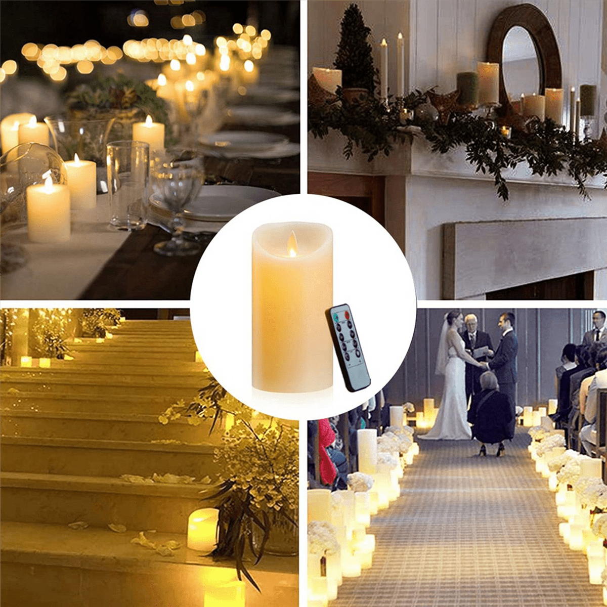 2X LED Candles, Flickering Flameless Candles, Rechargeable Candle, Real Wax Candles with Remote Control,10cm A