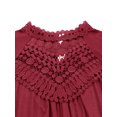 thumbnail image 4 of Women Cutout Crochet Spliced Keyhole Back Mock Neck Solid Color Tops, 4 of 7