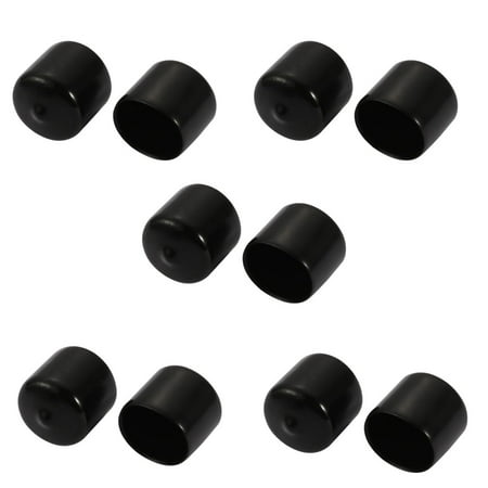 

10Pcs 25mm Inner Dia PVC Flexible Vinyl End Cap Screw Protector Cover Black