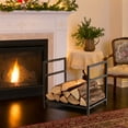 thumbnail image 3 of Gymax Firewood Rack Fireplace Log Holder Wood Steel Stove Bracket Stacking Rack, 3 of 9