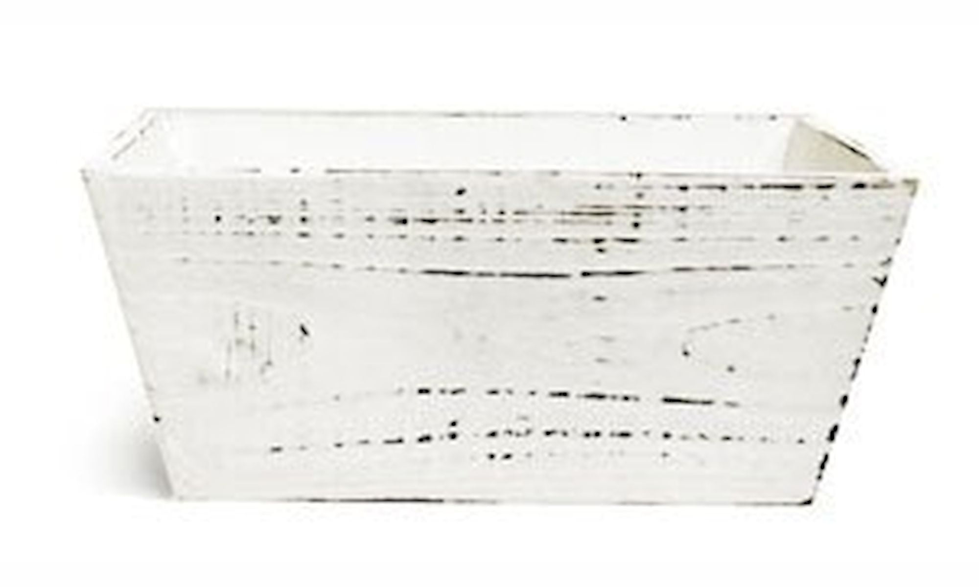 Distressed White Wooden Basket Planter