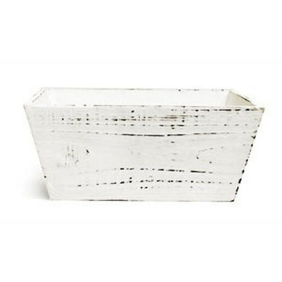 Distressed White Wooden Basket Planter