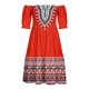 thumbnail image 4 of Vestido de verano sexy con estampado de manga corta y un hombro fruncido para mujer Fridja bnh6774, 4 of 5