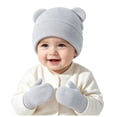 thumbnail image 5 of Povozer Baby Winter Hat Toddler Beanie Hat Winter Baby Knitted Ear Warmers Cute Ear Wool Hat Gloves Set,Size 0-6 Months,Light Gray, 5 of 8