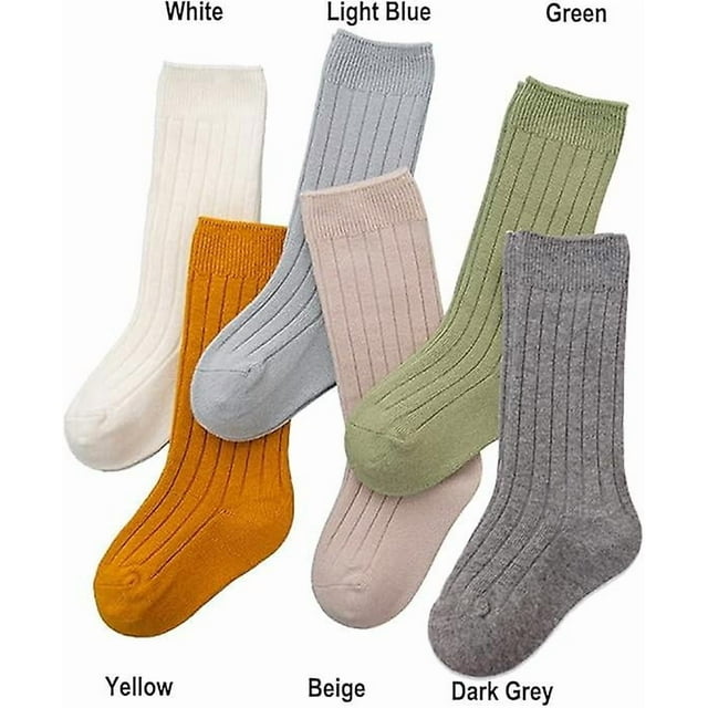 Baby Girls Socks Cotton Toddler Knee-high Stockings Kids Cozy Warm Solid Color Long Socks For 1-3t