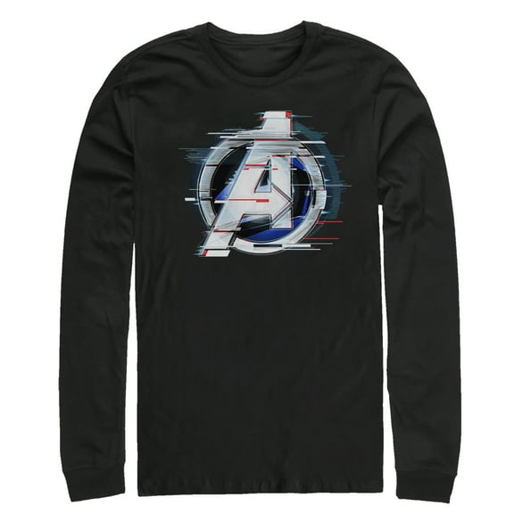Men's Marvel Avengers: Endgame Logo Glitch Long Sleeve Shirt Black Small