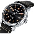 thumbnail image 2 of Reloj Mecánico Automático para Hombres Correa de Cuero de Cuerda Automática Relojes de Pulsera Clásicos de Piloto Impermeable 10ATM Cristal de Zafiro Resistente a los Arañazos Súper LuminosoNegro, 2 of 5