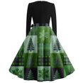 thumbnail image 3 of Ladies' Christmas Printed Fashionable Square Neck Casual Slim Fit Long Sleeved Dress for Women Holiday Party and Elegant Events,Dark Green,M, 3 of 5