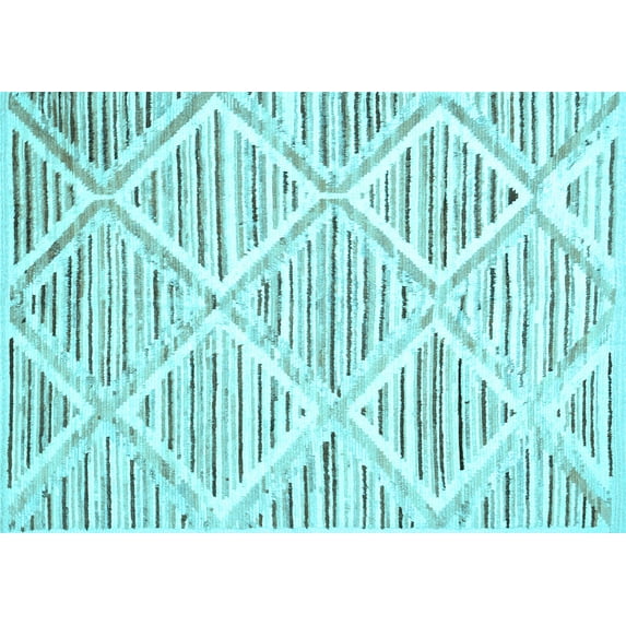 Ahgly Company Indoor Rectangle Abstract Light Blue Contemporary Area Rugs, 8' x 10'