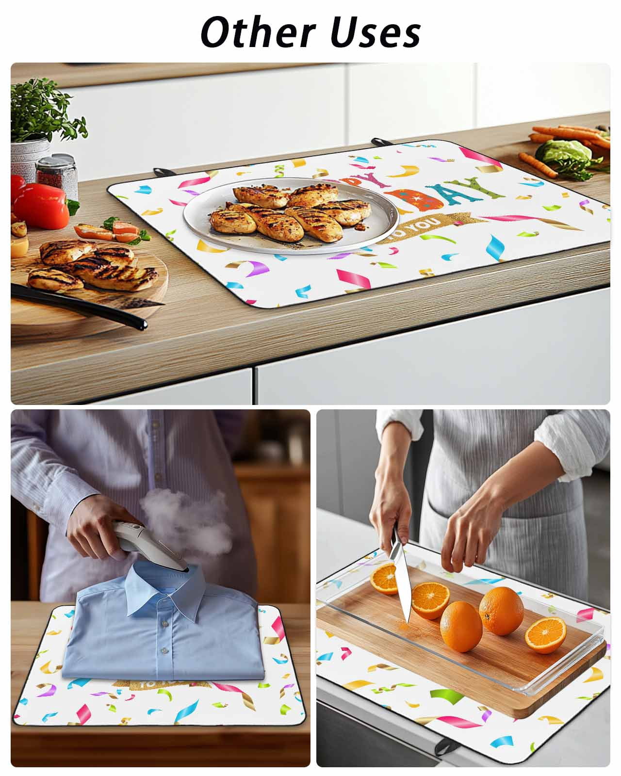 Stove Top Covers for Electric Stove, Happy Birthday Glass Stovetop Cover Protector, Colorful Words Induction Cooktop Protector Oven Mat for Kitchen Countertop 24"x21"