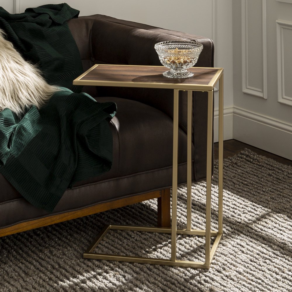 Modern Wood and Metal Dark Walnut/Gold CTable by Manor Park Walmart