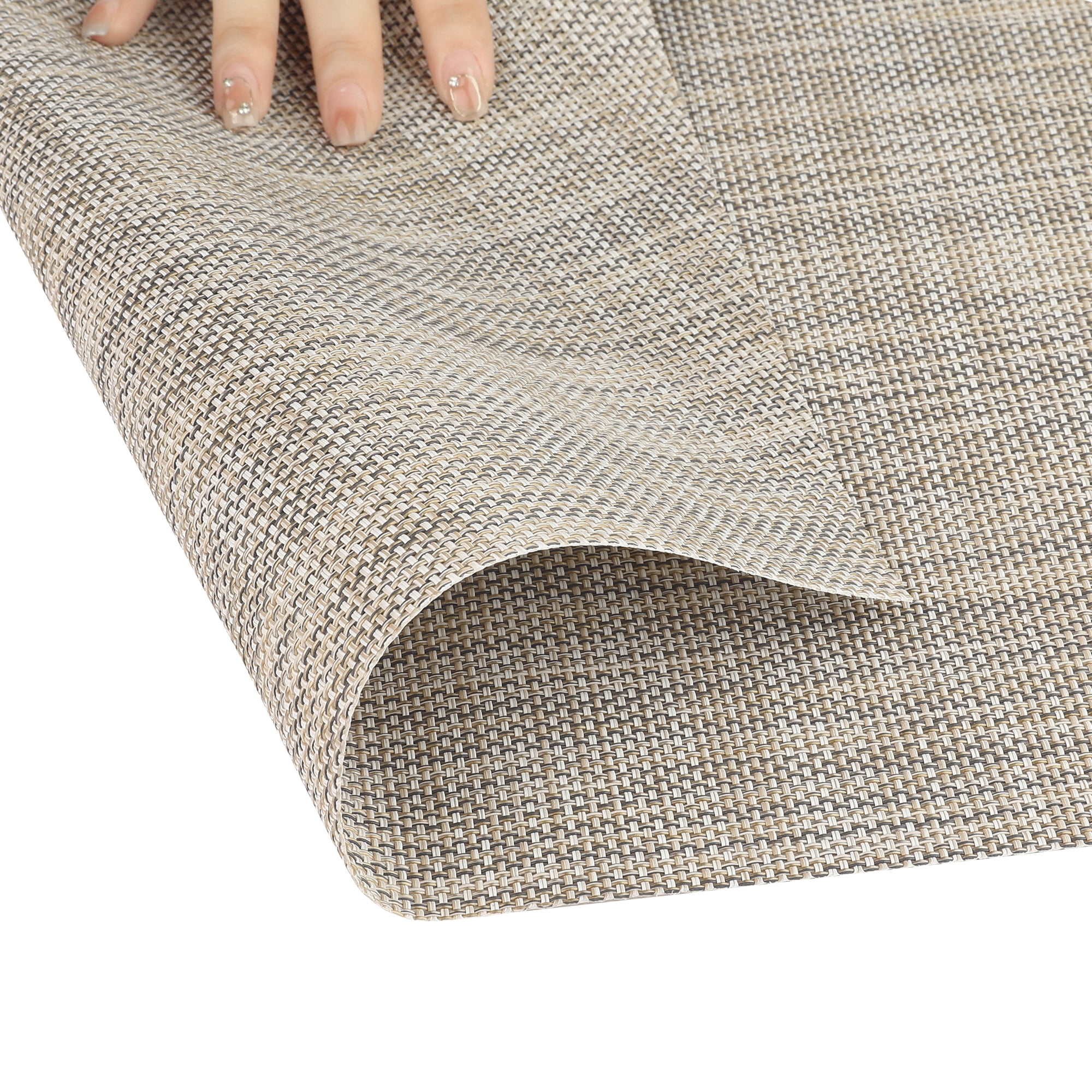 Unique Bargains Table Placemats Set of 6 Placemats Heat Resistant Table Mats Wipe Clean Beige 18x12 inch