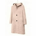 thumbnail image 6 of Womens Long Trench Coat Solid Color Loose Long Sleeve Lapel Collar Hooded Jackets Fall Winter Elegant Outerwear New Jacket for Women Khaki L, 6 of 9