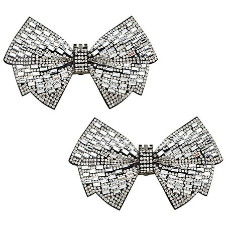 

1Box Rhinestone Bowknot Shoe Decoration Iron Detachable Shoe Buckle Clips Platinum 57x98x15mm 1 pair/box