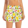 thumbnail image 2 of Susaid Avocado And Pineapple Print Women's High Waisted Running Shorts Quick Dry Athletic Gym Track Workout Shorts Zip Pocket-X-Large, 2 of 7
