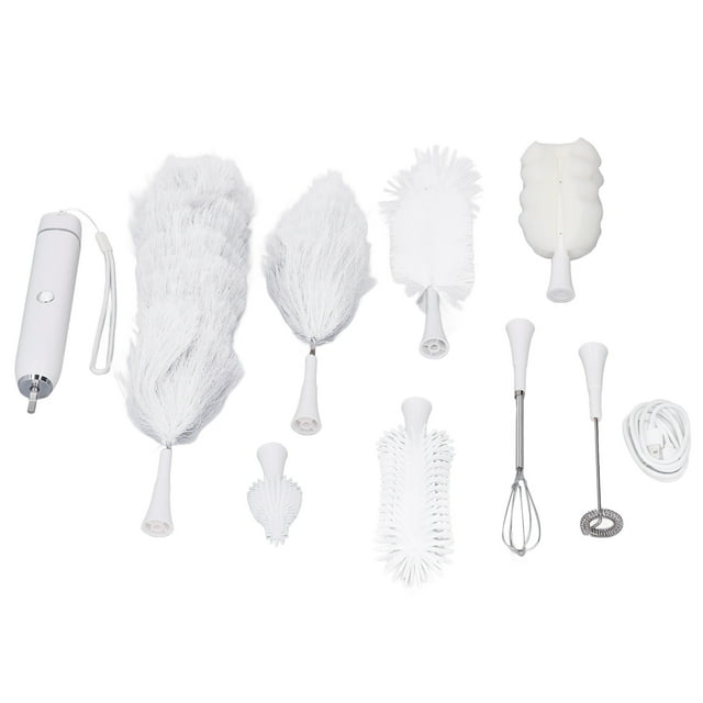 Juego de cepillos eléctricos para botellas, cabezales reemplazables impermeables IP65, herramienta de limpieza con cepillo para pezones, plumero para carguero de leche