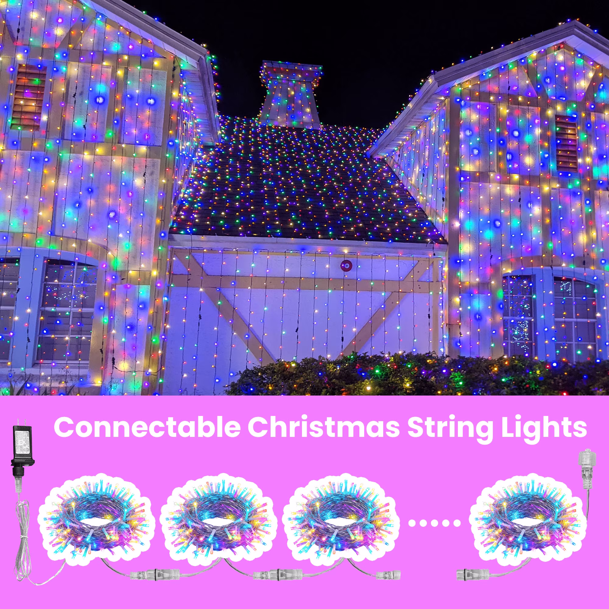 thumbnail image 3 of VOLIVO 66FT Fairy Lights, Multicolor 200LEDs, 8 Modes String Lights, Flexible Copper Wire for Wedding, Patio, Indoor Outdoor Decor, 3 of 6