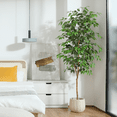 thumbnail image 5 of 6FT Artificial Ficus Tree with Natural Wood Trunk and Lifelike Leaves, Silk Fake Potted Tree with Wood Branches, Faux Tree for Office Home Decor, 5 of 9