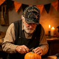 thumbnail image 3 of Halloween Cap Salem Broom Witch Print Adjustable Baseball Cap Spooky Graphic Hat for Halloween Party Casual Daily Wear(Black-23x18cm), 3 of 4