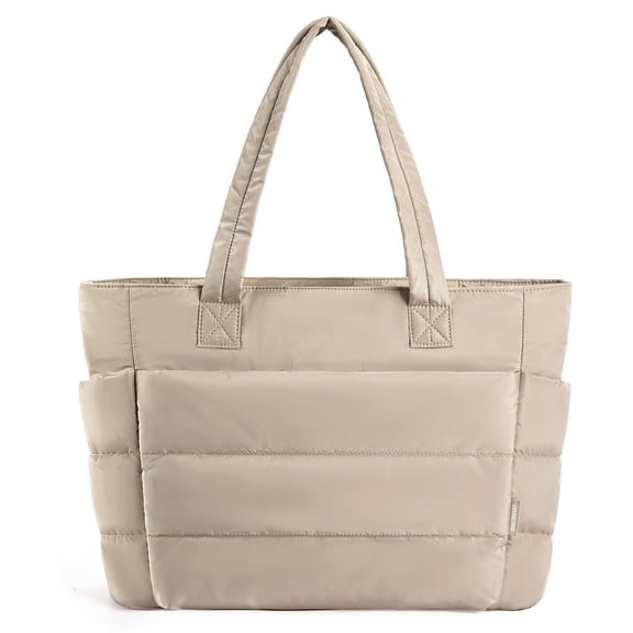 Win s Way Women's Puffer Tote Bag Lightweight Quilted Shoulder Bag Large Capacity Waterproof Work Travel Gym Handbag Multi-Pocket