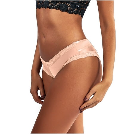 

Clearance Underwear For Women Boyshort AXXD Soild Lace Low Waisted G-String Panties Briefs Underwear Bikini Beige 10