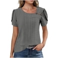 thumbnail image 1 of Camisas de Color Sólido para las Mujeres Manga Corta Cuello V Tops Casuales Blusa de Verano, Transpirable Hecha para Más Camisa Mujer Primavera Moda Tee Uso Diario, 1 of 8