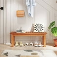 thumbnail image 4 of Costway 1 PCS 2-Person Outdoor Backless Bench with Slatted Seat Rustic Wooden Entryway Bench, 4 of 8