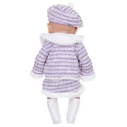 Lekihaqq 18 Inch Doll Clothes Winter Outfit Set, Soft Plaid Coat Jacket with Beret Hat and Scarf, Warm Fashion Ensemble for 16-18in American Dolls, Photoshoot & Display