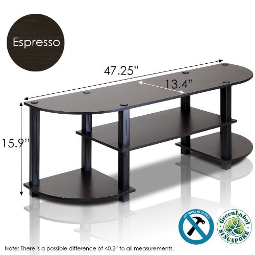 Espresso/Grey Furinno 11058EX/BK Turn-S-Tube Wide TV Entertainment Center 