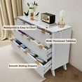thumbnail image 5 of DSstyles Bedroom Chest of Dresser Wood, 54" Drip Pattern Six-Drawer Chest with Faux Marble Top, Wide Wood Farmhouse Dresser, Drawer Storage Organizer for Nursery, Bedroom, Living Room, Hallway, 5 of 9