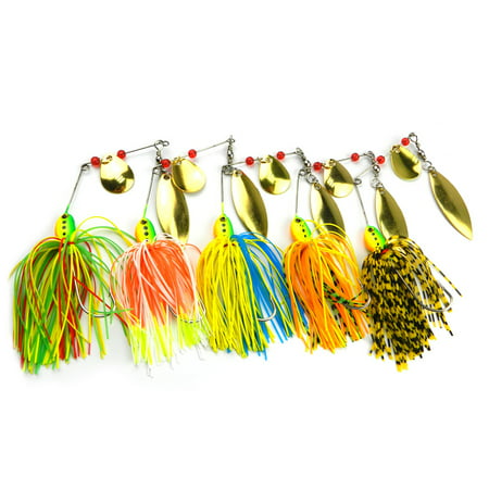 5PCS 16.3g Spinnerbait Metal Sequins Lures Beard Spinner Pike Fishing Tackle Rubber Jig Soft Fishing Lure