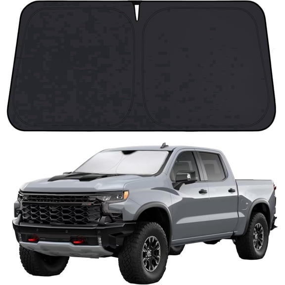 EcoNour Custom Fit Windshield Sun Shade for Chevy Silverado 1500 2019–2026, Foldable UV Heat Blocker, 1 pack