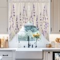 thumbnail image 4 of Spring Flower Swag Curtain Valance for Windows, Vintage Purple Lavender Linen Texture Window Treatments Short Swag Topper for Kitchen Windows Bathroom Bedroom, 36"x36", 4 of 8
