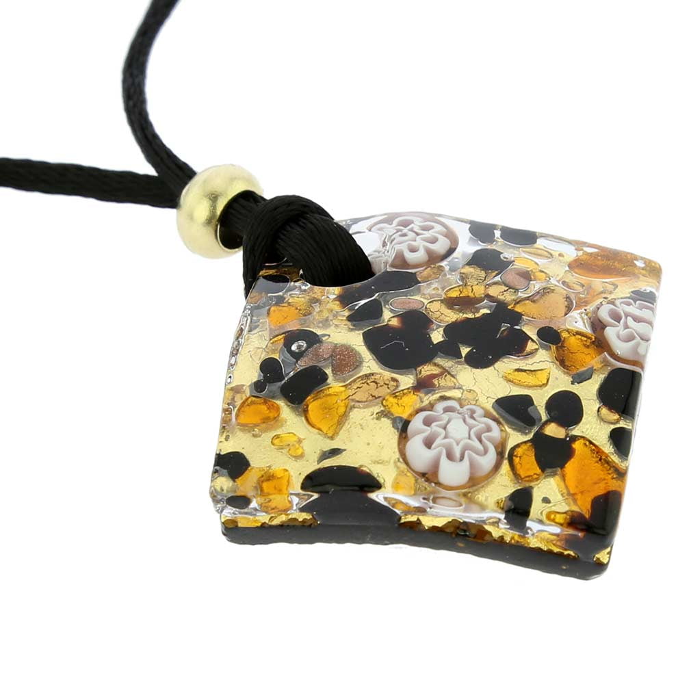 Glass Of Venice Murano Glass Necklace & Earrings Set – Venetian Reflections In Topaz Gold, Handmade In Italy