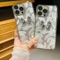 thumbnail image 2 of 3D Bow Pearl Feather Yarn Hard Phone Case Compatible with iPhone Case (Silver,iPhone 14 Pro), 2 of 6